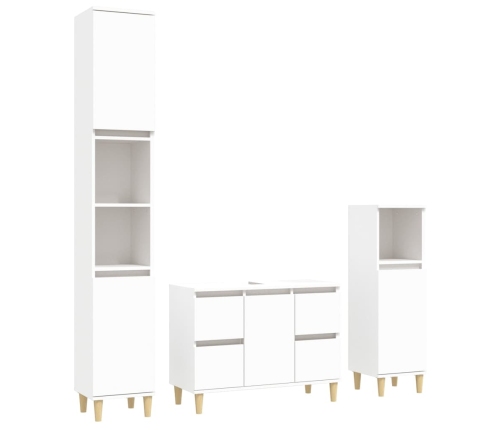 Juego de muebles de baño 3 pzas madera contrachapada blanco