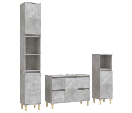 Set muebles de baño 2 piezas madera contrachapada gris hormigón