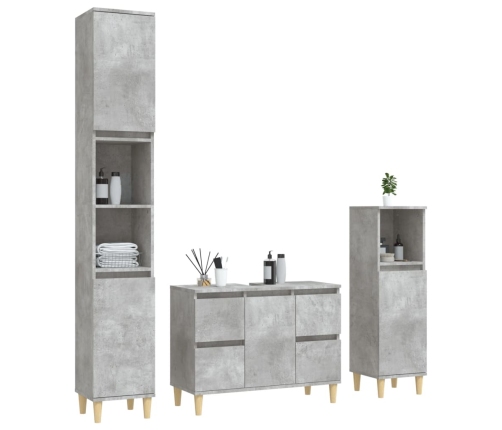 Set muebles de baño 2 piezas madera contrachapada gris hormigón