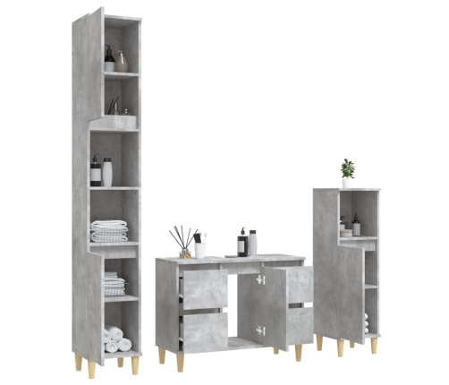 Set muebles de baño 2 piezas madera contrachapada gris hormigón