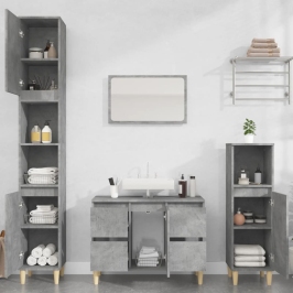 Set muebles de baño 2 piezas madera contrachapada gris hormigón