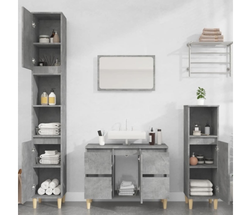 Set muebles de baño 2 piezas madera contrachapada gris hormigón