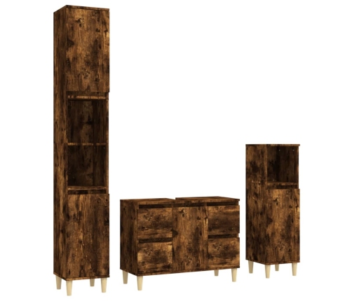 Set de muebles baño 3 pzas madera contrachapada roble ahumado