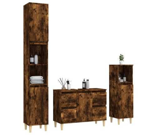 Set de muebles baño 3 pzas madera contrachapada roble ahumado