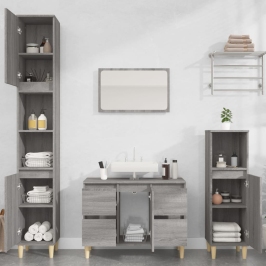 Set de muebles de baño 3 pzas madera contrachapada gris sonoma