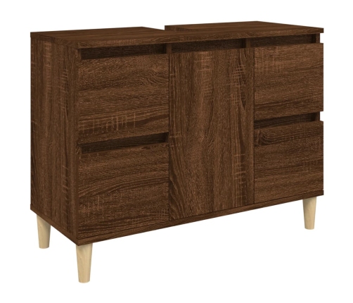 Set de muebles baño 3 pzas madera contrachapada roble marrón