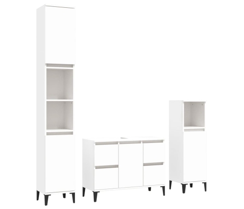 Juego de muebles de baño 3 pzas madera contrachapada blanco