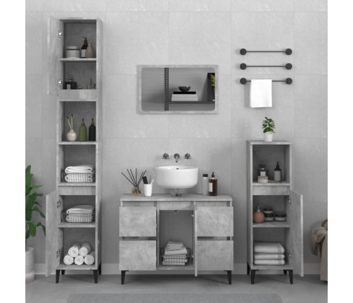 Set muebles de baño 3 piezas madera contrachapada gris hormigón