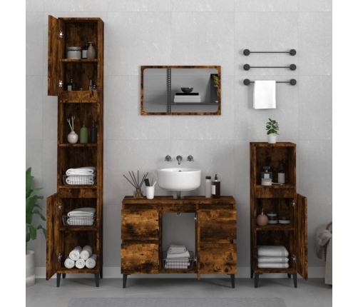 Set de muebles baño 3 pzas madera contrachapada roble ahumado