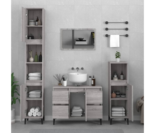 Set de muebles de baño 3 pzas madera contrachapada gris sonoma