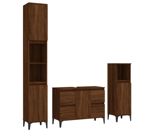 Set de muebles baño 3 pzas madera contrachapada roble marrón