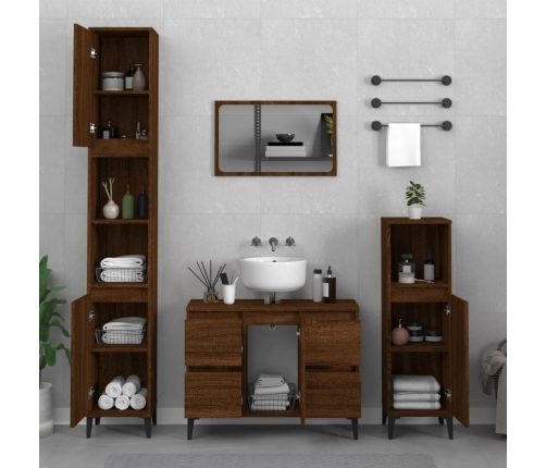 Set de muebles baño 3 pzas madera contrachapada roble marrón