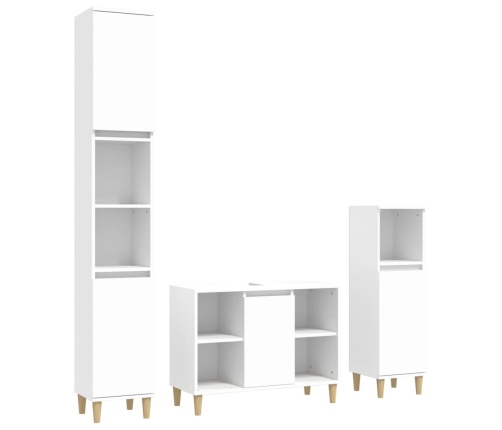 Juego de muebles de baño 3 pzas madera contrachapada blanco