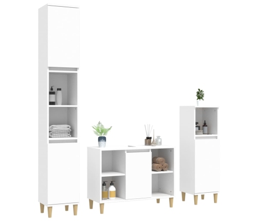 Juego de muebles de baño 3 pzas madera contrachapada blanco