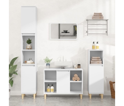 Juego de muebles de baño 3 pzas madera contrachapada blanco