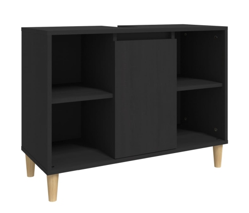 Juego de muebles de baño 3 pzas madera contrachapada negro