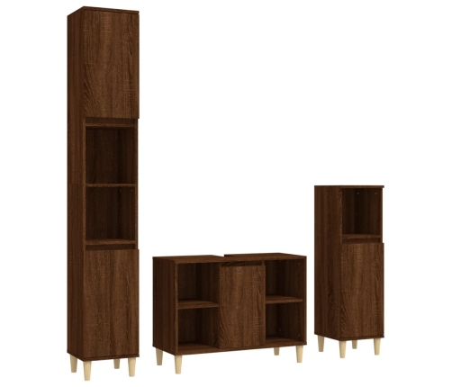 Set de muebles baño 3 pzas madera contrachapada roble marrón