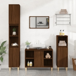 Set de muebles baño 3 pzas madera contrachapada roble marrón