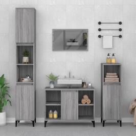 Set de muebles de baño 3 pzas madera contrachapada gris sonoma