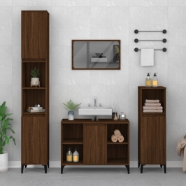 Set de muebles baño 3 pzas madera contrachapada roble marrón