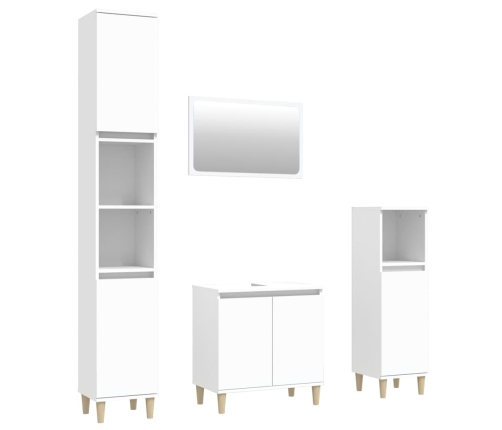 Juego de muebles de baño 4 pzas madera contrachapada blanco