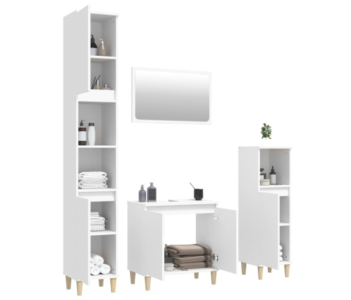 Juego de muebles de baño 4 pzas madera contrachapada blanco