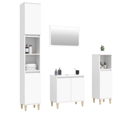 Juego de muebles de baño 4 pzas madera contrachapada blanco