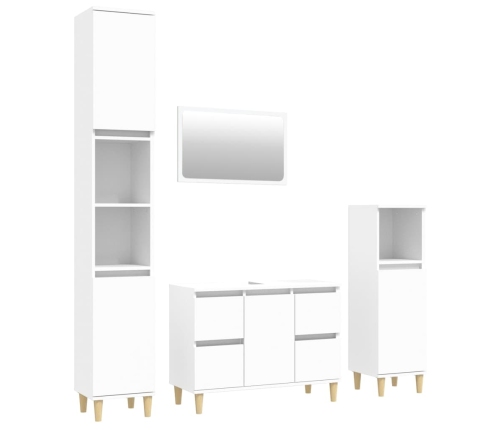 Juego de muebles de baño 4 pzas madera contrachapada blanco