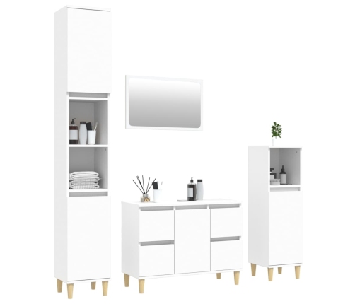 Juego de muebles de baño 4 pzas madera contrachapada blanco