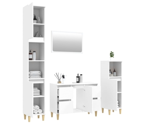 Juego de muebles de baño 4 pzas madera contrachapada blanco