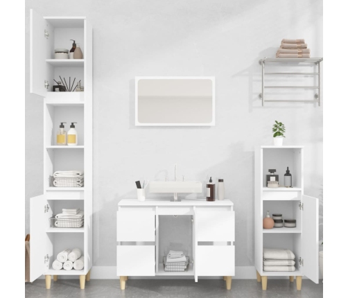 Juego de muebles de baño 4 pzas madera contrachapada blanco