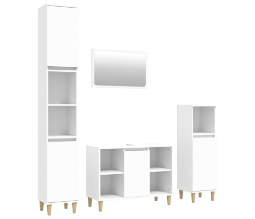 Juego de muebles de baño 4 pzas madera contrachapada blanco