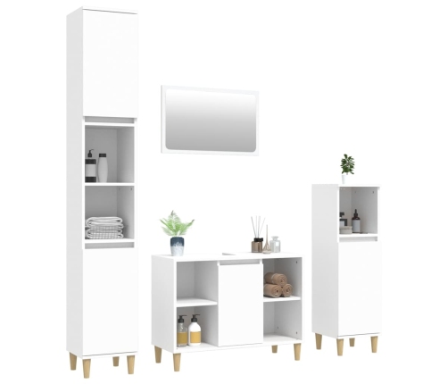 Juego de muebles de baño 4 pzas madera contrachapada blanco