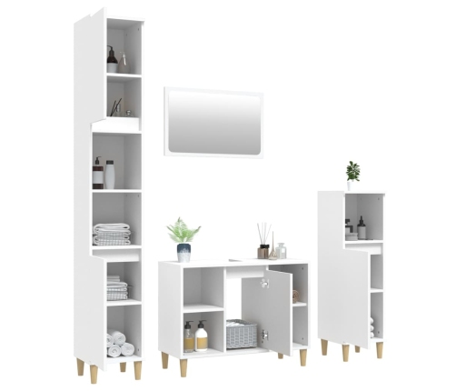 Juego de muebles de baño 4 pzas madera contrachapada blanco