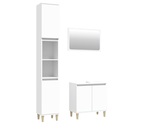 Juego de muebles de baño 3 pzas madera contrachapada blanco