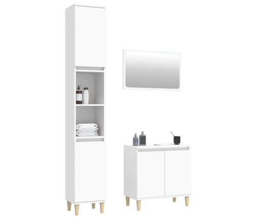 Juego de muebles de baño 3 pzas madera contrachapada blanco