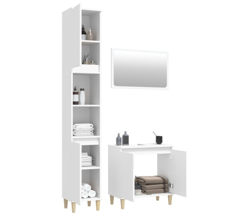 Juego de muebles de baño 3 pzas madera contrachapada blanco