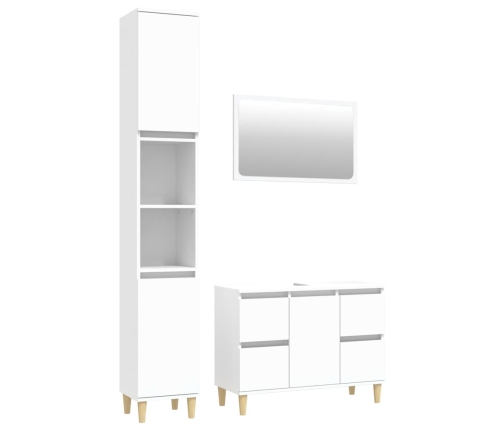 Juego de muebles de baño 3 pzas madera contrachapada blanco