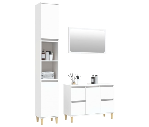 Juego de muebles de baño 3 pzas madera contrachapada blanco