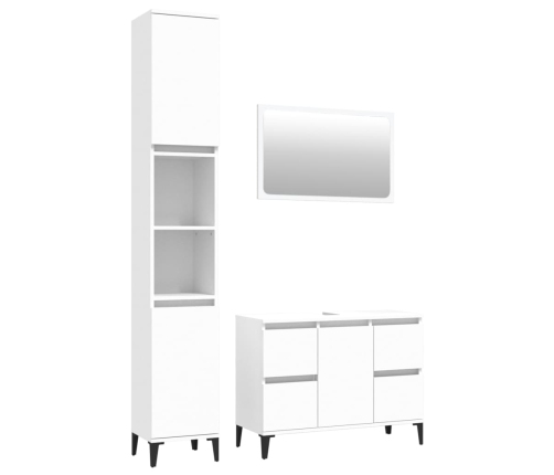 Juego de muebles de baño 3 pzas madera contrachapada blanco