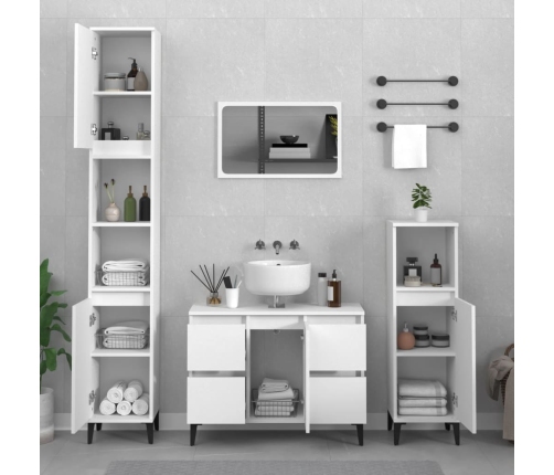 Juego de muebles de baño 3 pzas madera contrachapada blanco