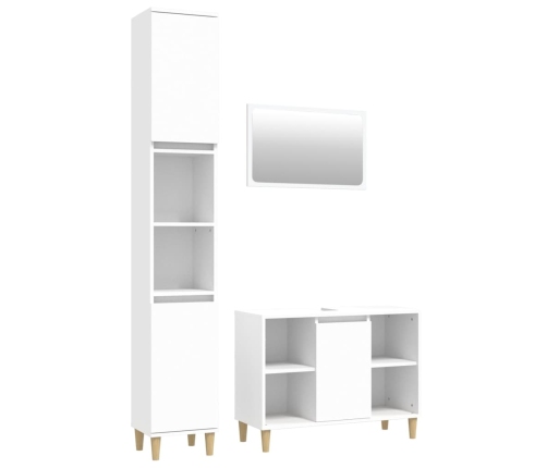 Juego de muebles de baño 3 pzas madera contrachapada blanco