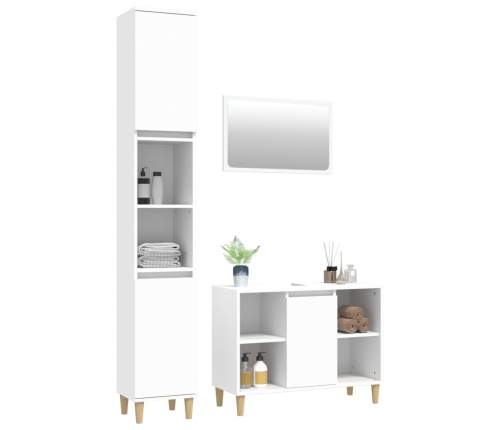 Juego de muebles de baño 3 pzas madera contrachapada blanco