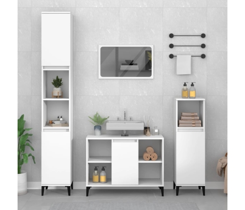 Juego de muebles de baño 3 pzas madera contrachapada blanco