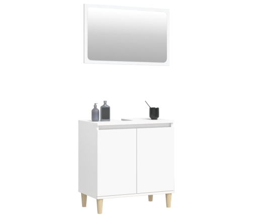 Juego de muebles de baño 2 pzas madera contrachapada blanco