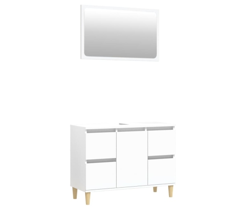 Juego de muebles de baño 2 pzas madera contrachapada blanco