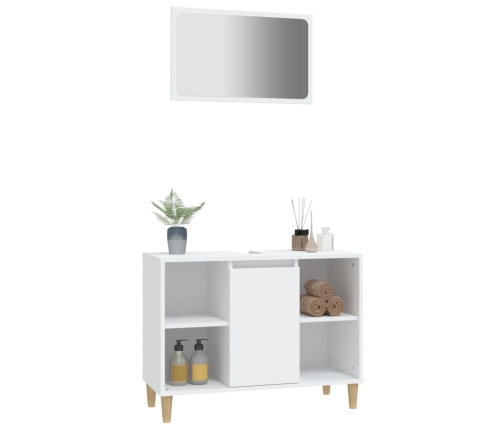 Juego de muebles de baño 2 pzas madera contrachapada blanco