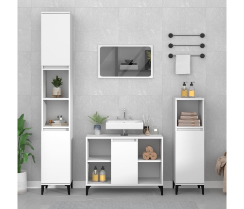 Juego de muebles de baño 2 pzas madera contrachapada blanco