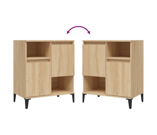 Aparadores 2 uds madera contrachapada roble Sonoma 60x35x70 cm