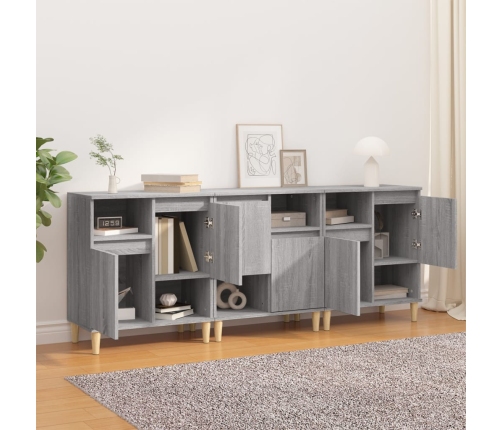 Aparadores 3 uds madera contrachapada gris Sonoma 60x35x70 cm